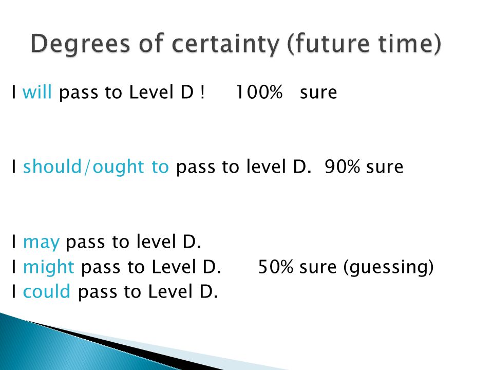 I will pass to Level D . 100% sure I should/ought to pass to level D.
