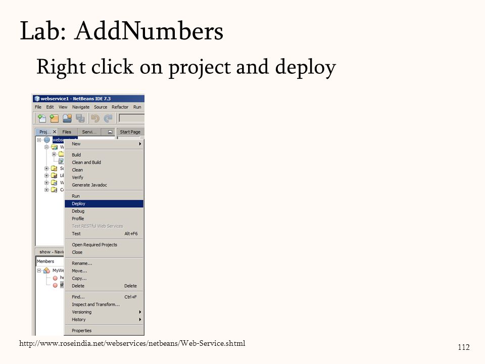 112 Right click on project and deploy   Lab: AddNumbers