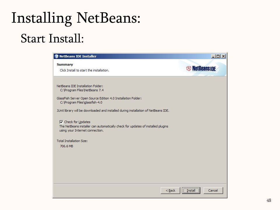 Start Install: Installing NetBeans: 48