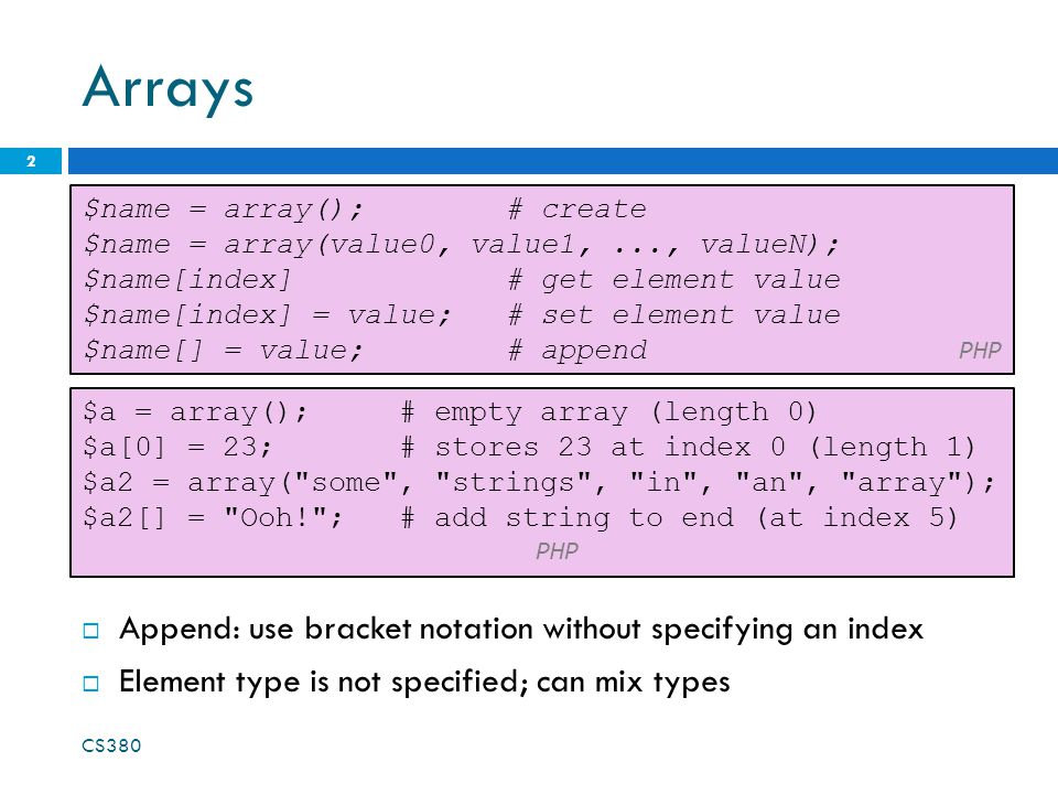 Arrays Strings and regular expressions Basic PHP Syntax CS ppt download