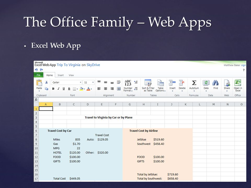  Excel Web App The Office Family – Web Apps