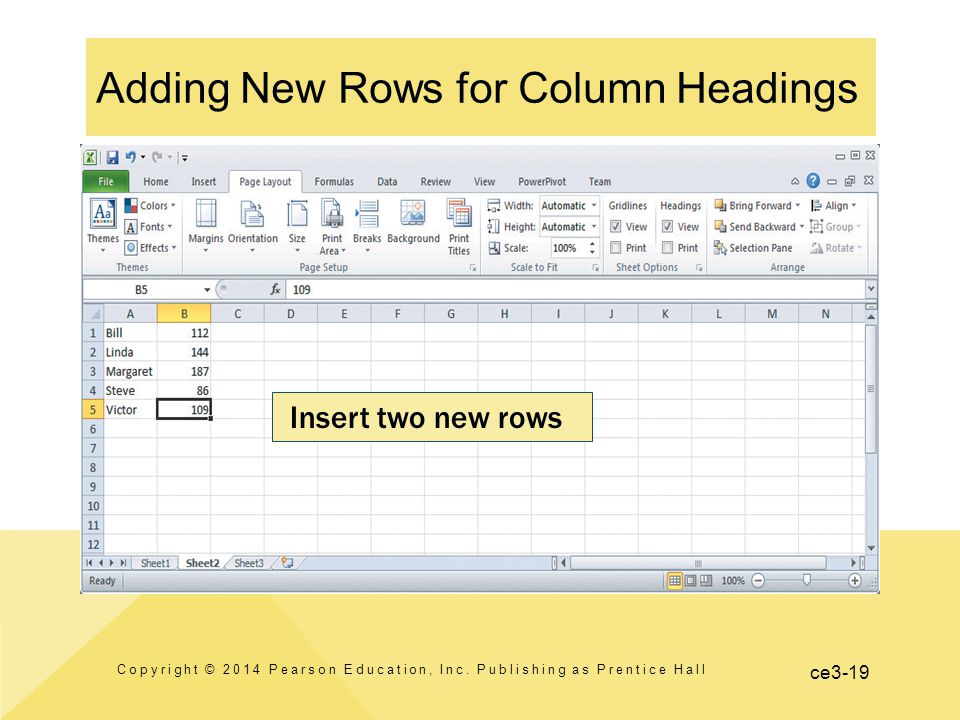 ce3-19 Adding New Rows for Column Headings Copyright © 2014 Pearson Education, Inc.
