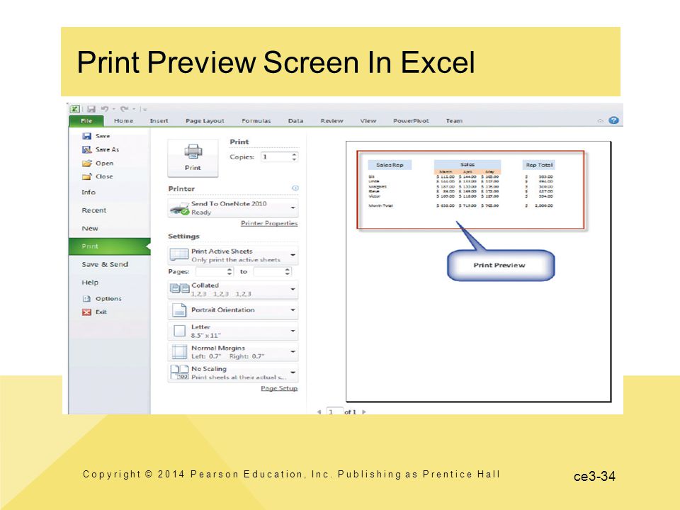 ce3-34 Print Preview Screen In Excel Copyright © 2014 Pearson Education, Inc.