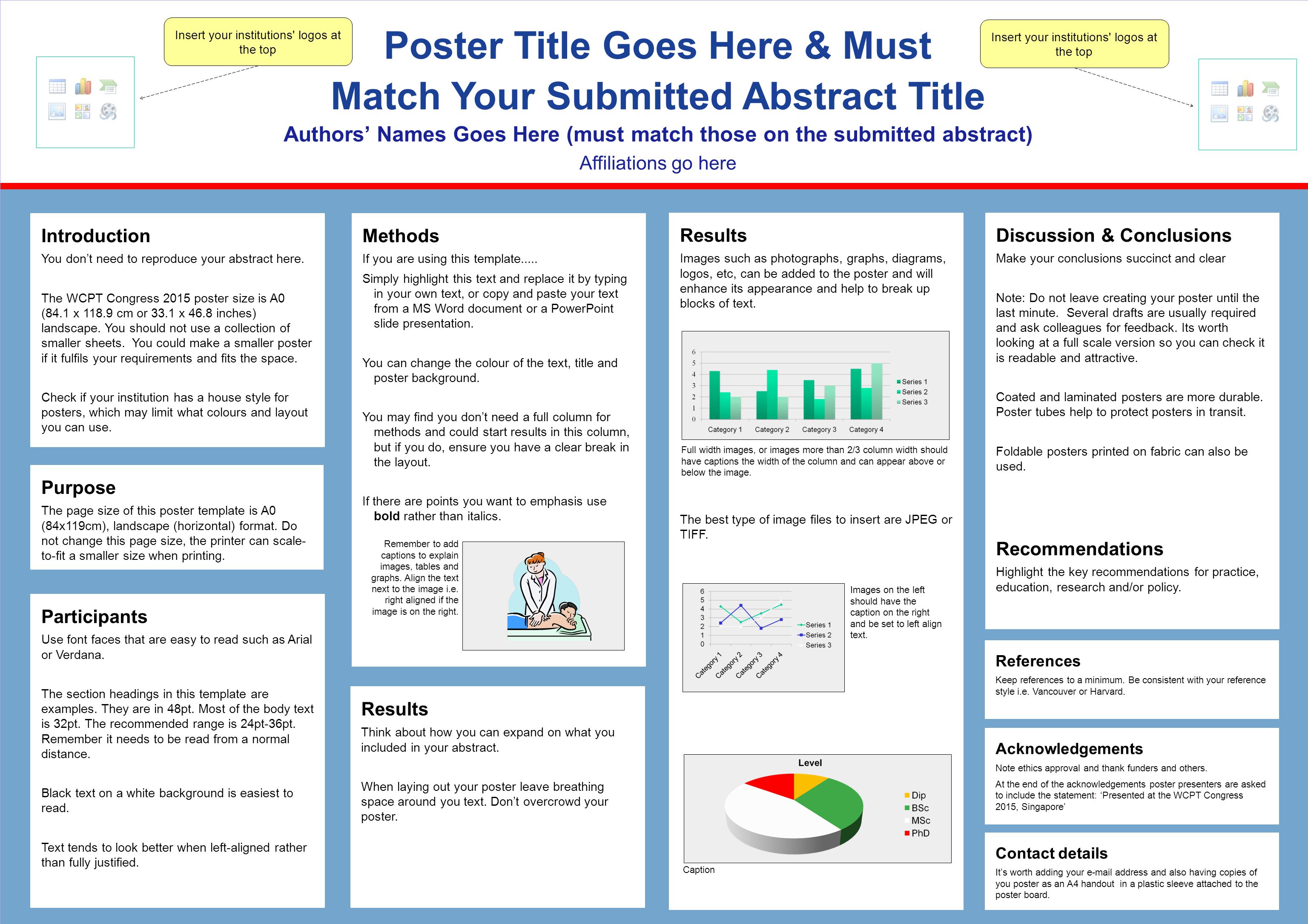 Poster Title Goes Here & Must Match Your Submitted Abstract Title Authors’ Names Goes Here (must match those on the submitted abstract) Affiliations go here Acknowledgements Note ethics approval and thank funders and others.