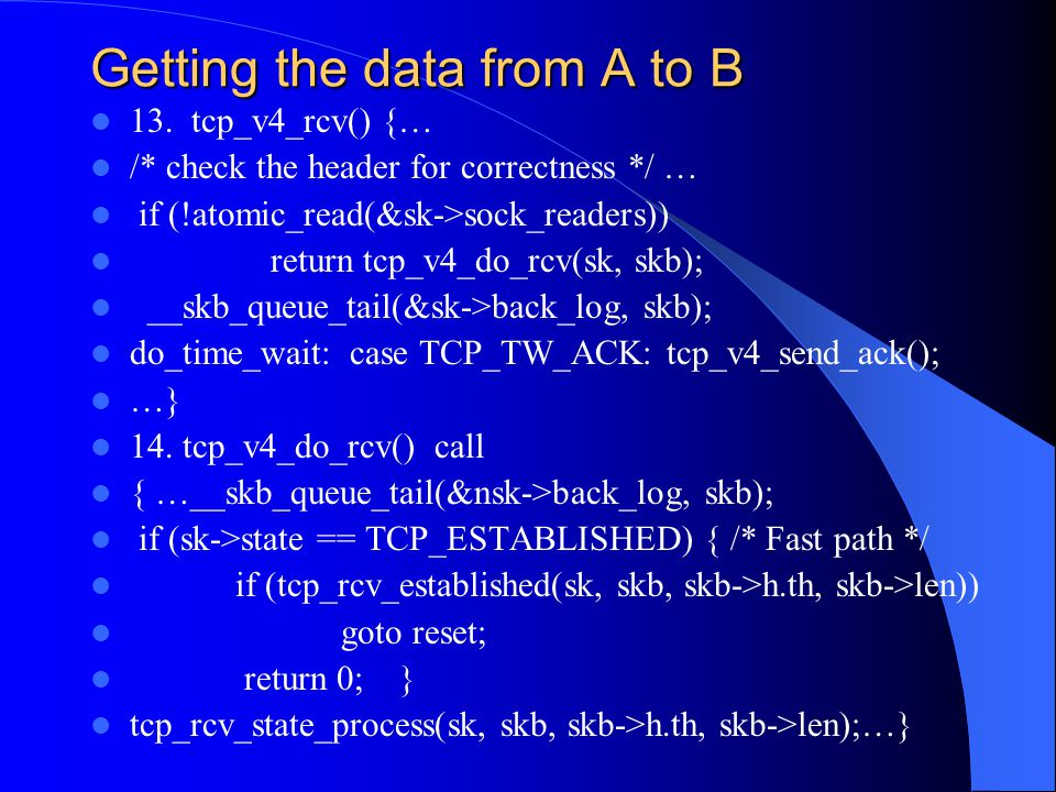 Getting the data from A to B 13.