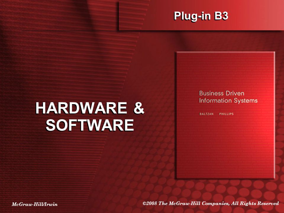 McGraw-Hill/Irwin ©2008 The McGraw-Hill Companies, All Rights Reserved Plug-in B3 HARDWARE & SOFTWARE