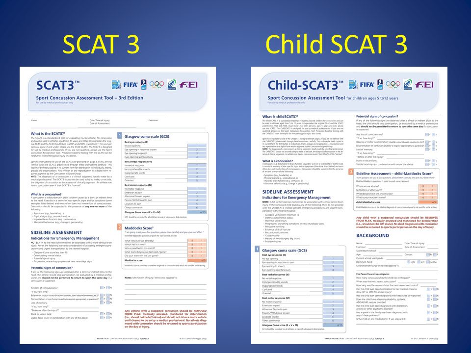 SCAT 3 Child SCAT 3
