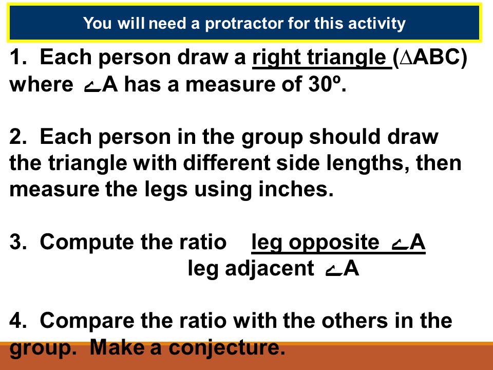 You will need a protractor for this activity 1.