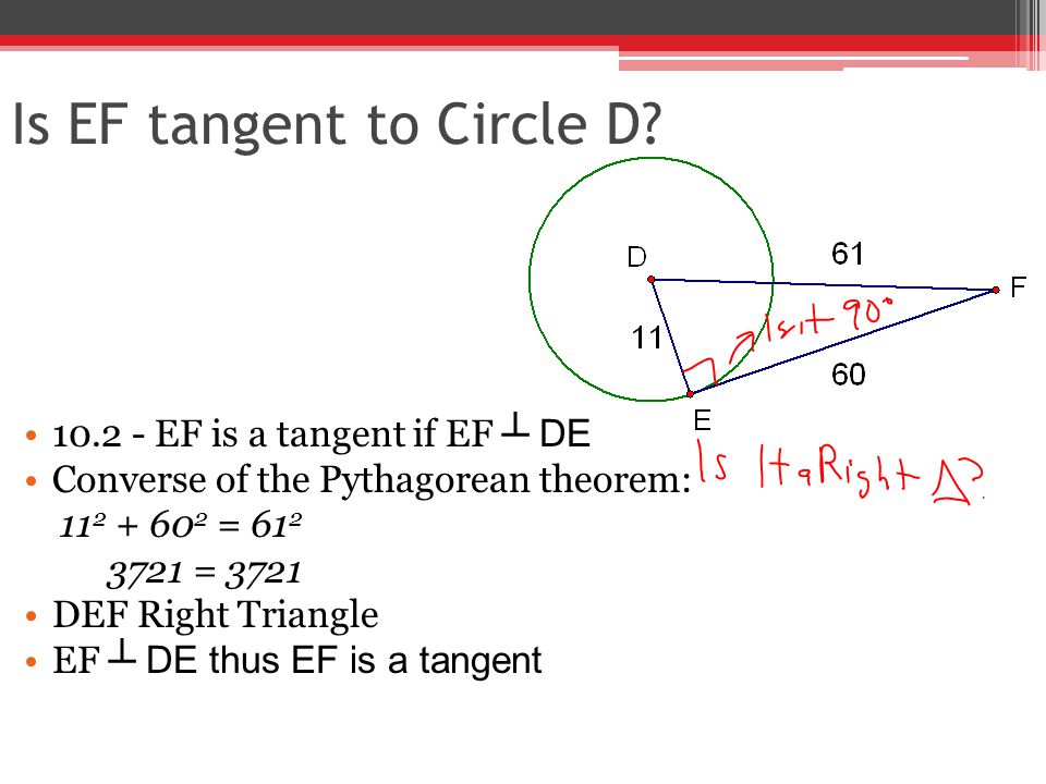 Is EF tangent to Circle D.