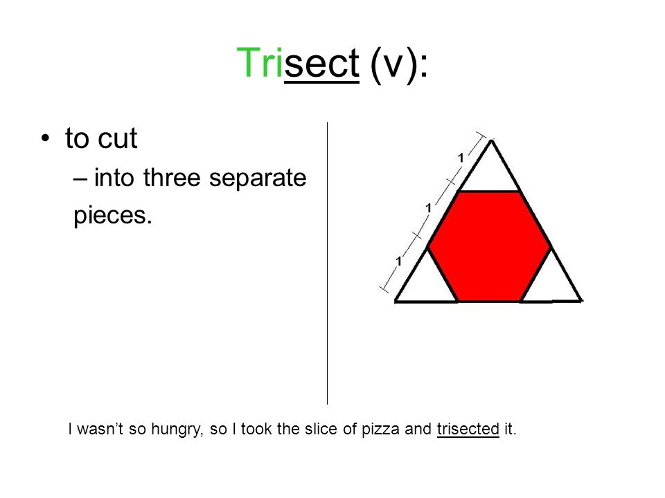 Trisect (v): to cut –into three separate pieces.