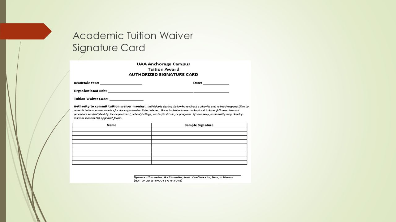 Academic Tuition Waiver Signature Card