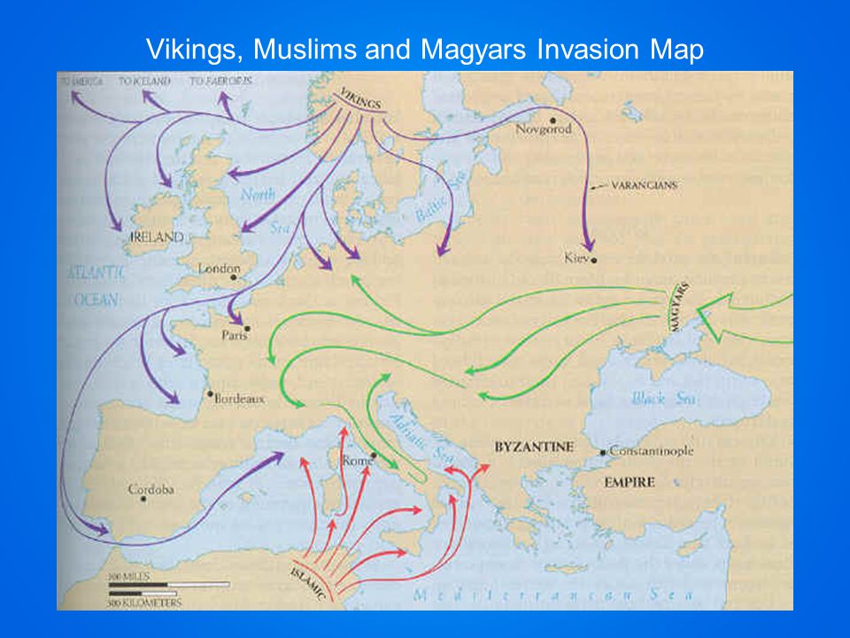 Vikings, Muslims and Magyars Invasion Map