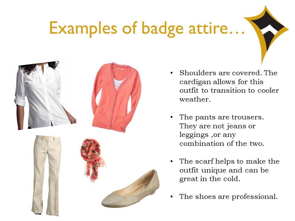 Badge Attire. What is “badge attire?” Badge attire can best be