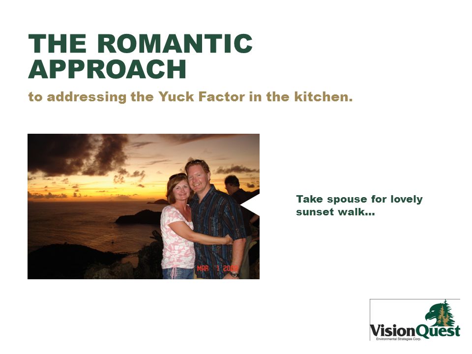 THE ROMANTIC APPROACH to addressing the Yuck Factor in the kitchen.