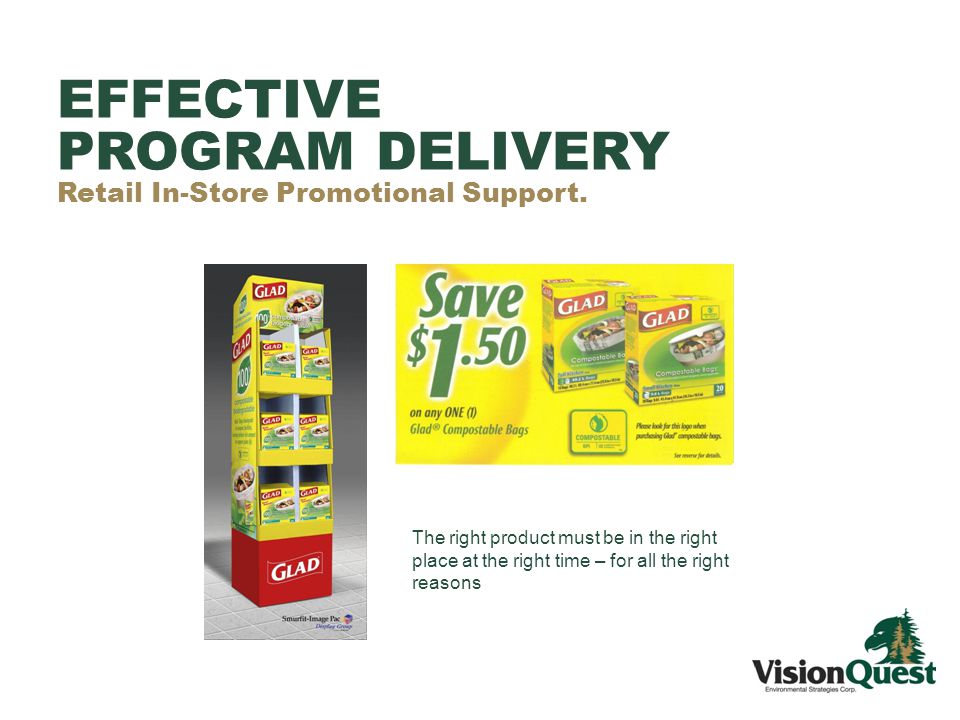 EFFECTIVE PROGRAM DELIVERY Retail In-Store Promotional Support.