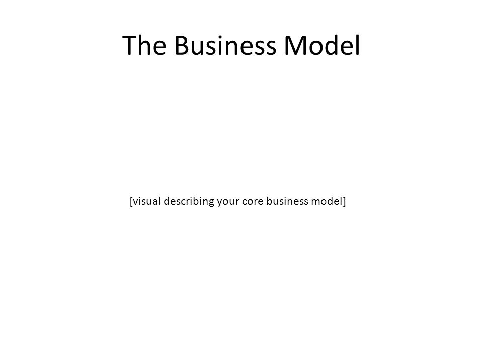 The Business Model [visual describing your core business model]