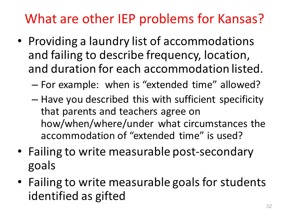 What are other IEP problems for Kansas.
