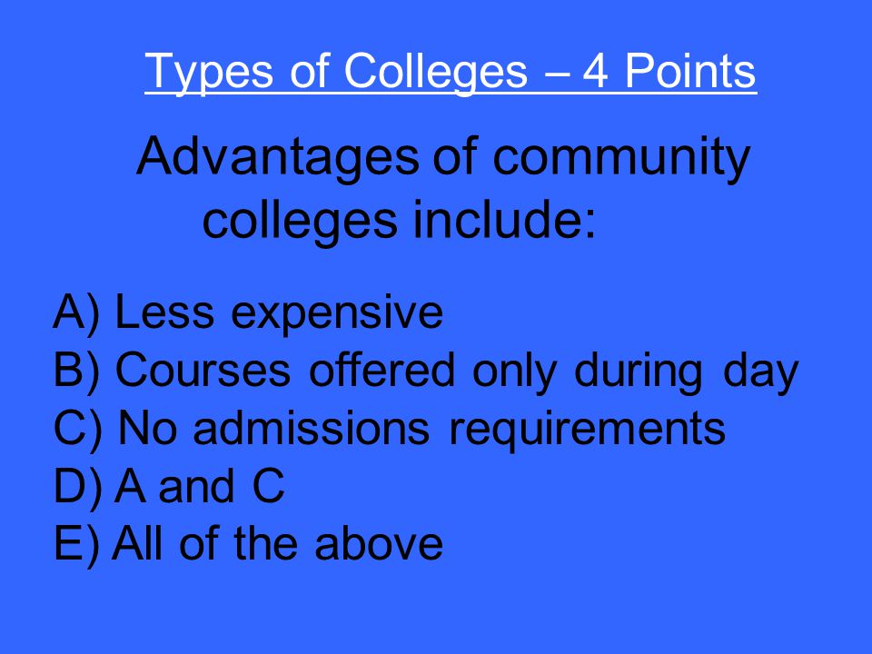 False Types of Colleges – 3 Points