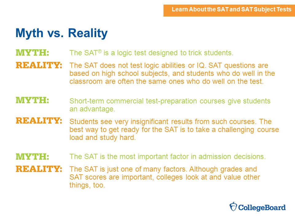 Learn About the SAT and SAT Subject Tests Myth vs.