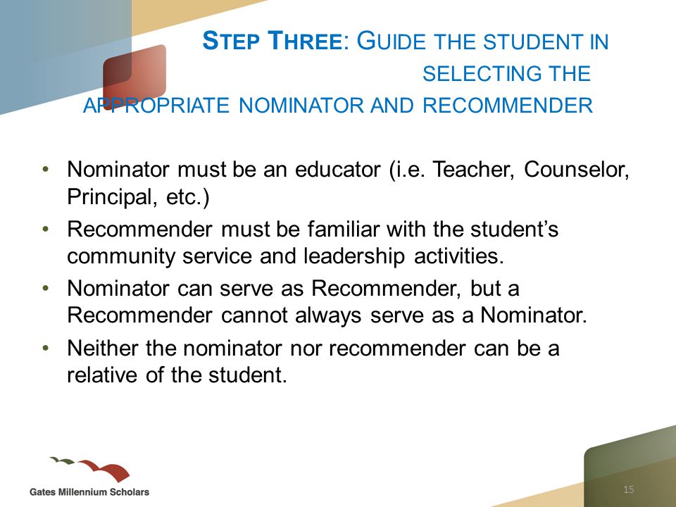 15 Nominator must be an educator (i.e.