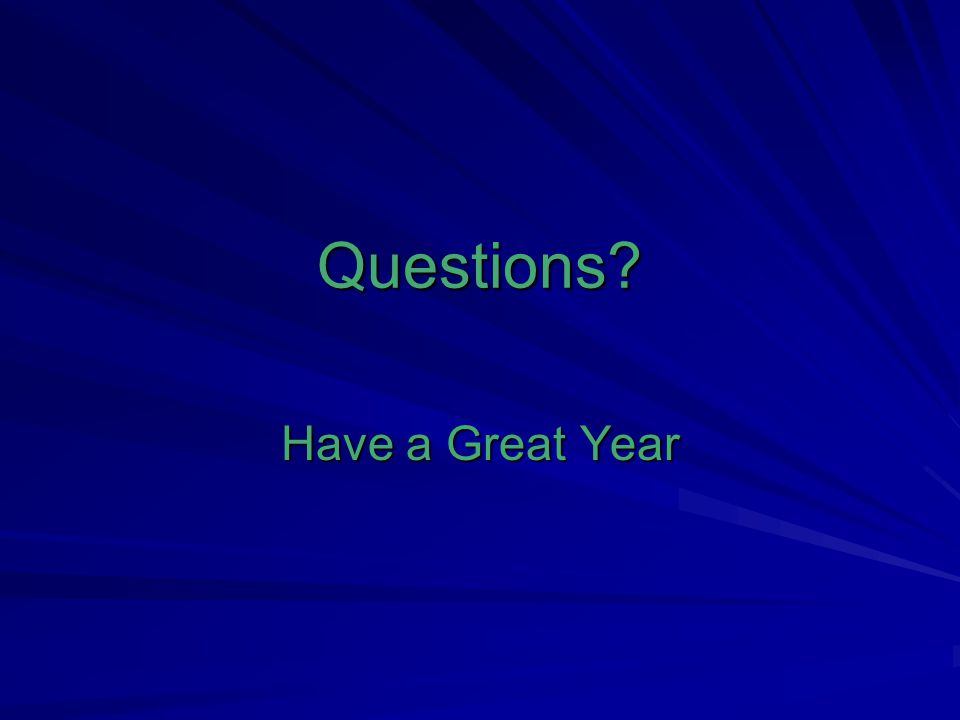 Questions Have a Great Year