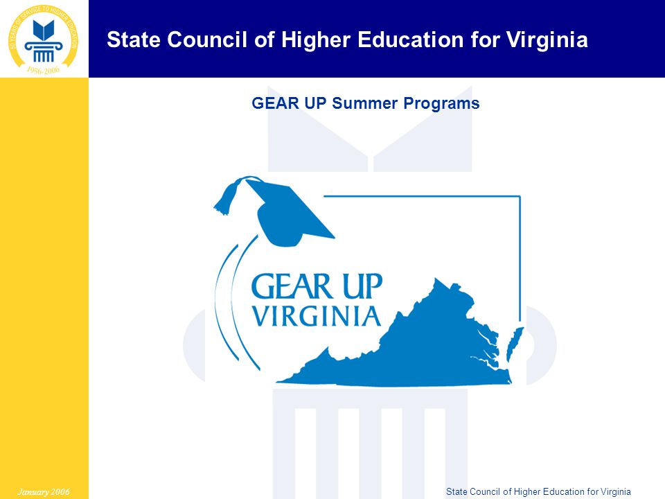 State Council of Higher Education for Virginia January 2006State Council of Higher Education for Virginia GEAR UP Summer Programs