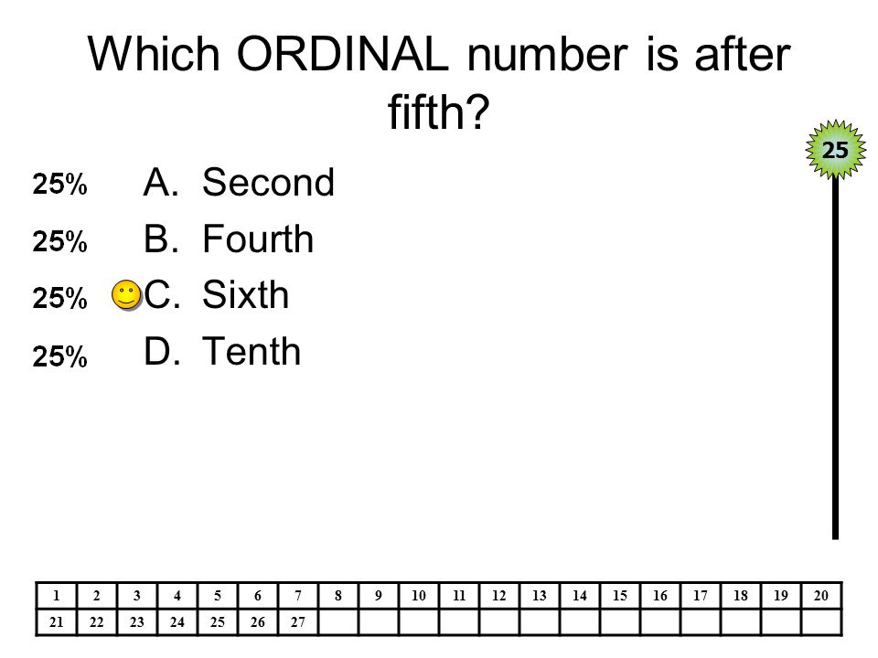 Which ORDINAL number is after fifth.
