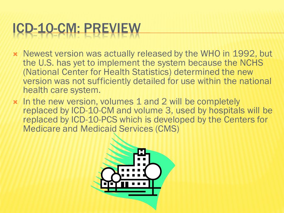  Newest version was actually released by the WHO in 1992, but the U.S.