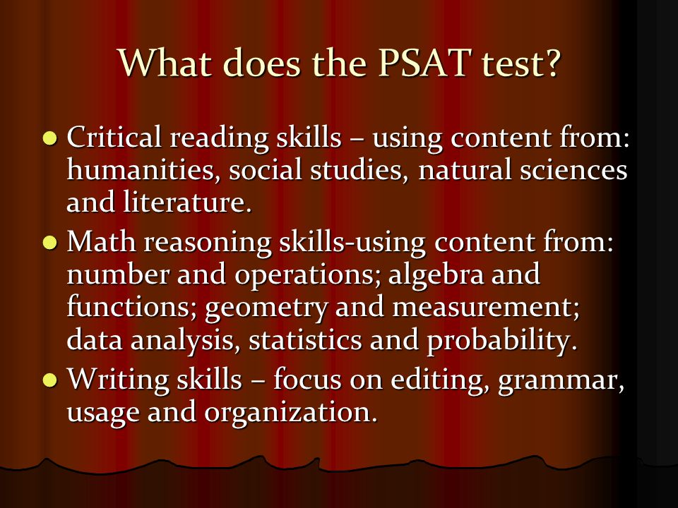 What does the PSAT test.