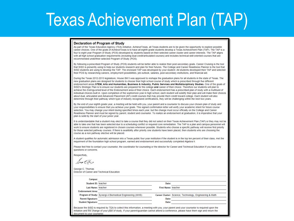 Texas Achievement Plan (TAP)