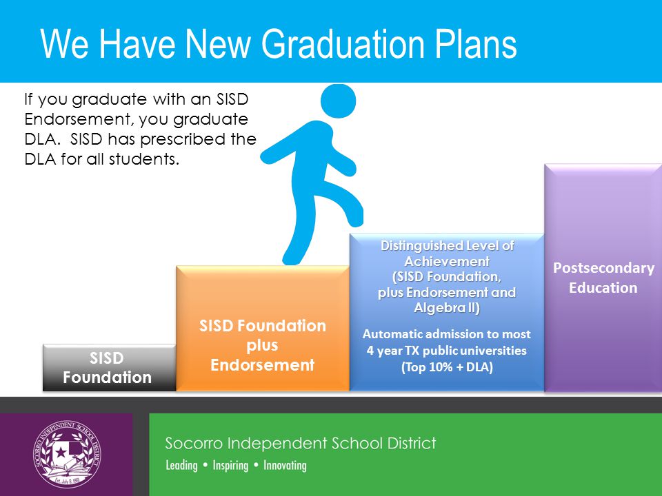 We Have New Graduation Plans If you graduate with an SISD Endorsement, you graduate DLA.