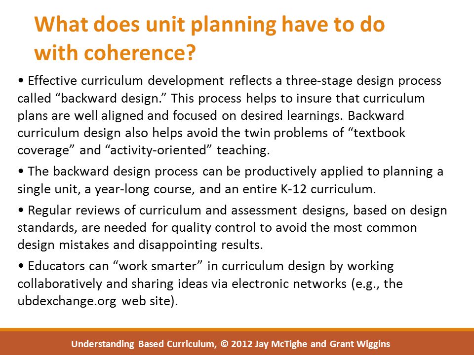 What does unit planning have to do with coherence.