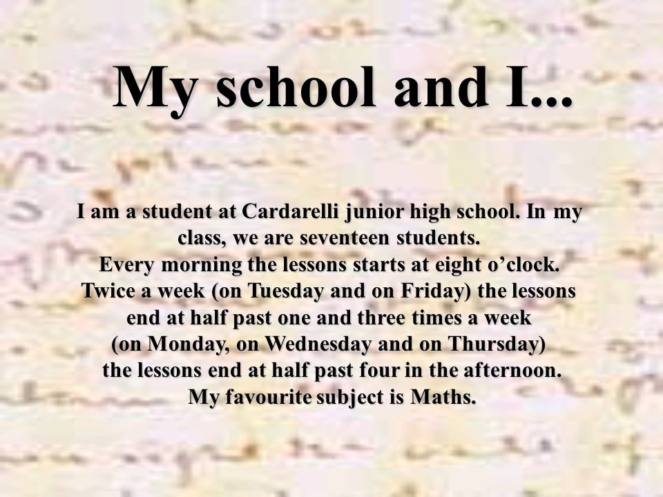 My school and I... I am a student at Cardarelli junior high school.