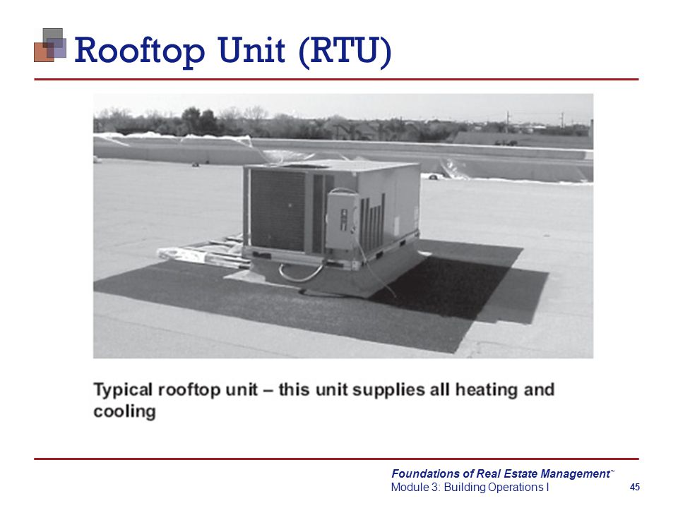 Foundations of Real Estate Management Module 3: Building Operations I TM 45 Rooftop Unit (RTU)
