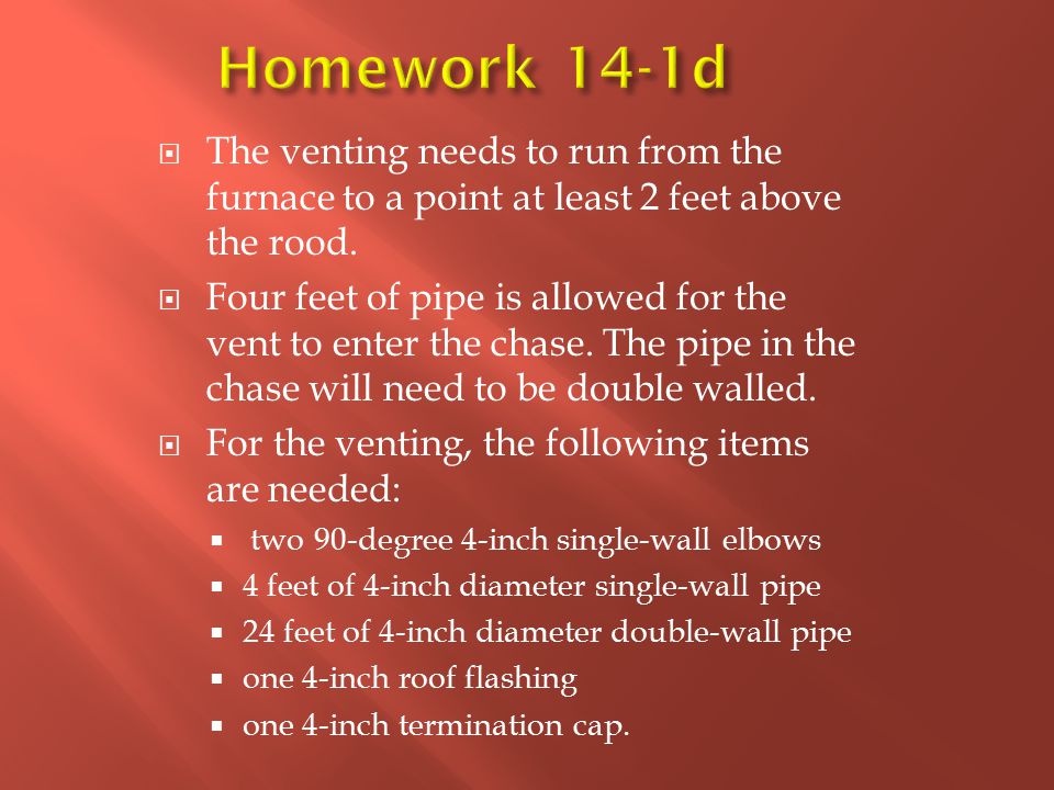  The venting needs to run from the furnace to a point at least 2 feet above the rood.