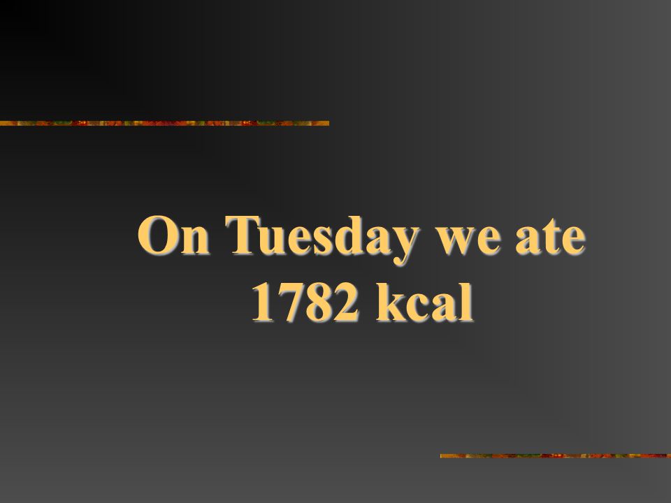 On Tuesday we ate 1782 kcal