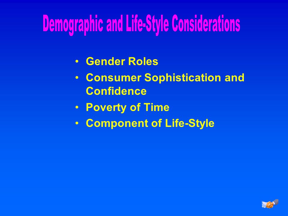 Gender Roles Consumer Sophistication and Confidence Poverty of Time Component of Life-Style