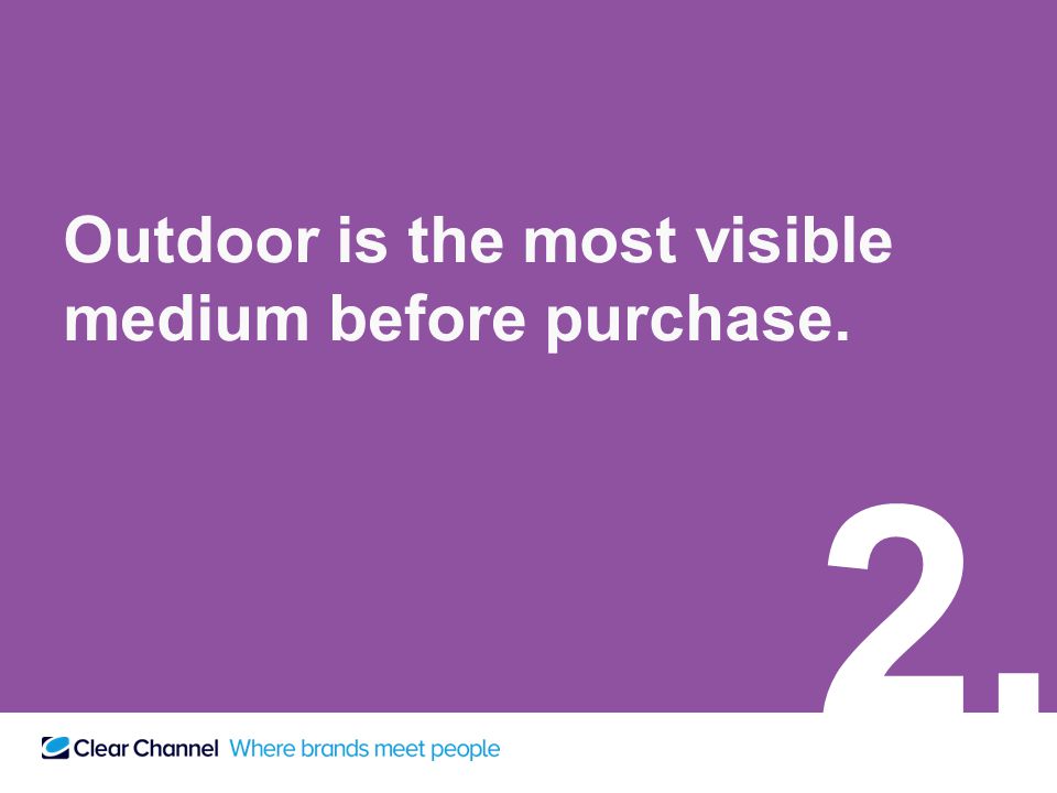Outdoor is the most visible medium before purchase. 2.