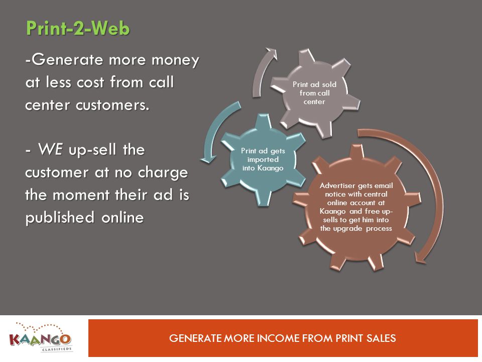 -Generate more money at less cost from call center customers.