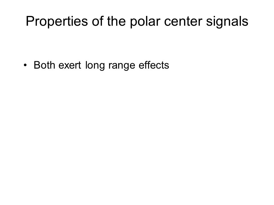 Properties of the polar center signals Both exert long range effects