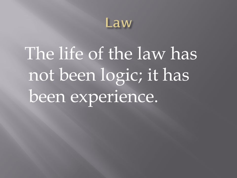 The life of the law has not been logic; it has been experience.