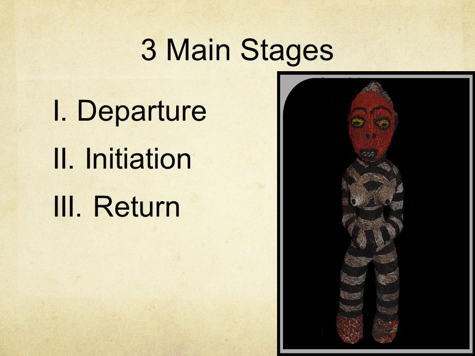 3 Main Stages I. Departure II. Initiation III. Return