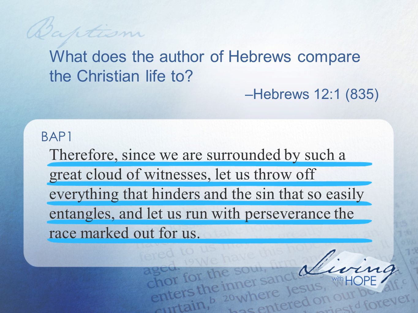 What does the author of Hebrews compare the Christian life to.
