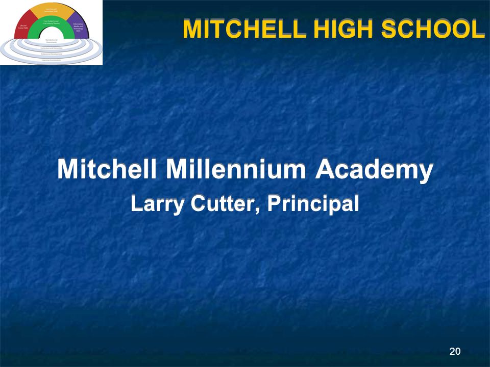 20 MITCHELL HIGH SCHOOL Mitchell Millennium Academy Larry Cutter, Principal Mitchell Millennium Academy Larry Cutter, Principal
