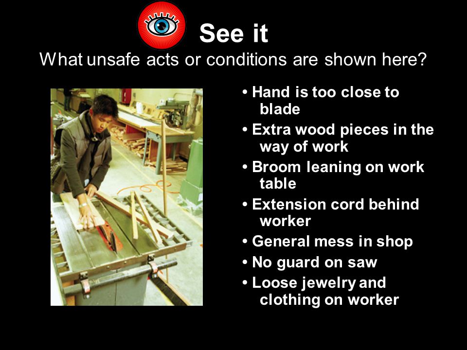 See it What unsafe acts or conditions are shown here.