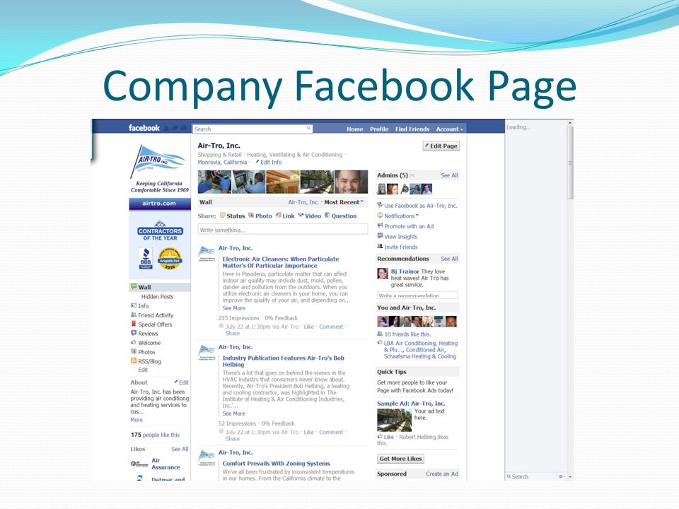 Company Facebook Page