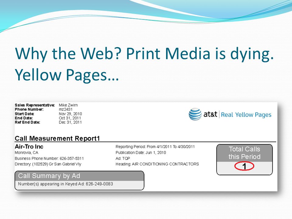 Why the Web Print Media is dying. Yellow Pages…