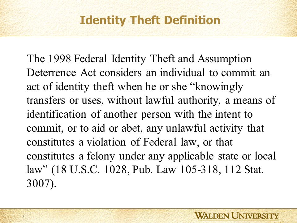 the identity theft and assumption deterrence act