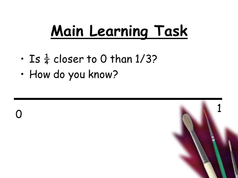 Main Learning Task Is ¼ closer to 0 than 1/3 How do you know 0 1