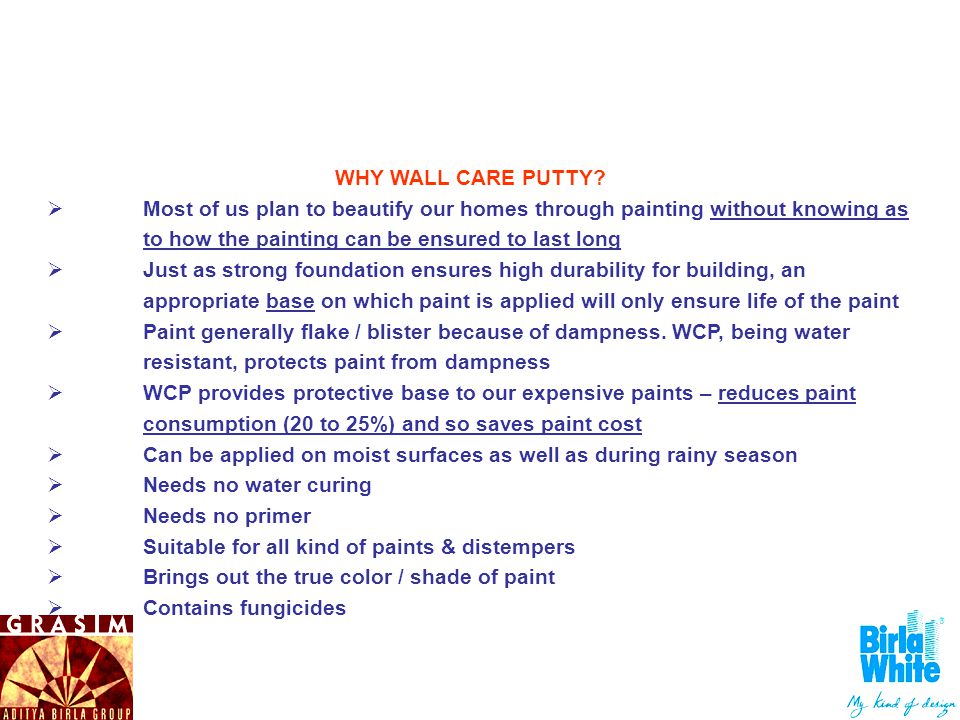 WHY WALL CARE PUTTY.